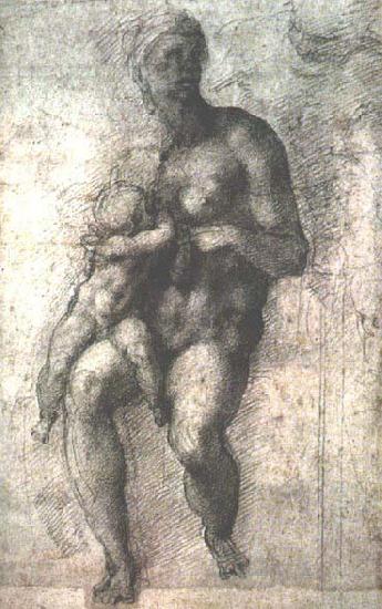 Michelangelo Buonarroti Study for a Madonna and Child